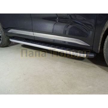 Пороги алюминиевые с пластиковой накладкой (карбон серебро) 1920 мм ТСС для Exeed VX 2.0L 4WD 2021-2023/Exeed VX 2023-