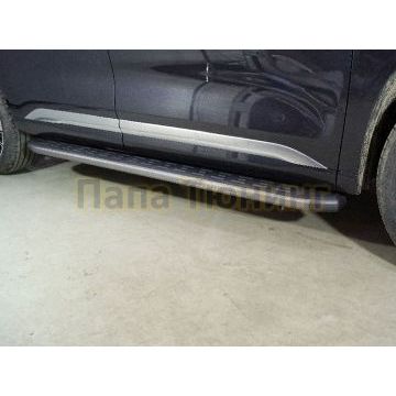 Пороги алюминиевые с пластиковой накладкой (карбон серые) 1920 мм ТСС для Exeed VX 2.0L 4WD 2021-2023/Exeed VX 2023-