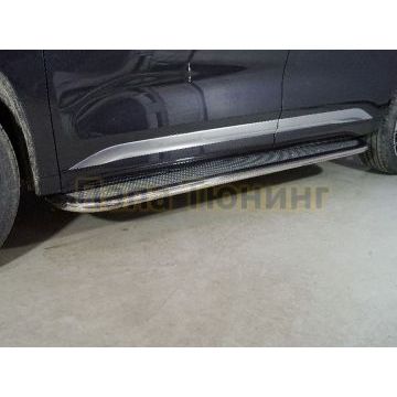 Пороги с площадкой (нерж. лист) 75х42 мм ТСС для Exeed VX 2.0L 4WD 2021-2023/Exeed VX 2023- Пороги с площадкой (нерж. лист) 75х42 мм ТСС для Exeed VX 2.0L 4WD 2021-2023/Exeed VX 2023-