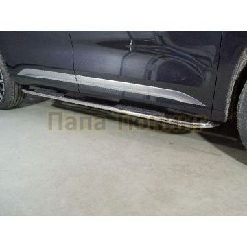 Пороги овальные гнутые с накладкой 75х42 мм ТСС для Exeed VX 2.0L 4WD 2021-2023/Exeed VX 2023- Пороги овальные гнутые с накладкой 75х42 мм ТСС для Exeed VX 2.0L 4WD 2021-2023/Exeed VX 2023-