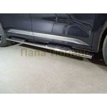 Пороги овальные с накладкой 120х60 мм ТСС для Exeed VX 2.0L 4WD 2021-2023/Exeed VX 2023- Пороги овальные с накладкой 120х60 мм ТСС для Exeed VX 2.0L 4WD 2021-2023/Exeed VX 2023-