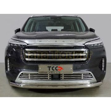 Защита передняя нижняя (двойная) 76,1/42,4 мм ТСС для Exeed VX 2.0L 4WD 2021-2023/Exeed VX 2023- Защита передняя нижняя (двойная) 76,1/42,4 мм ТСС для Exeed VX 2.0L 4WD 2021-2023/Exeed VX 2023-