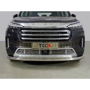 Защита передняя нижняя (двойная) 60,3/42,4 мм ТСС для Exeed VX 2.0L 4WD 2021-2023/Exeed VX 2023- Защита передняя нижняя (двойная) 60,3/42,4 мм ТСС для Exeed VX 2.0L 4WD 2021-2023/Exeed VX 2023-