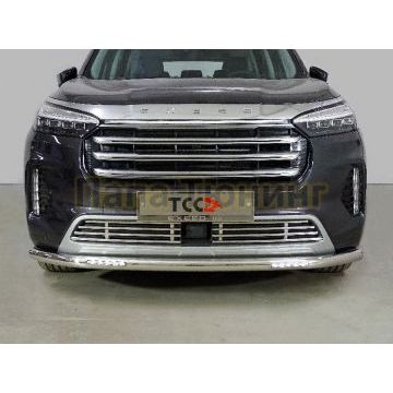 Защита передняя нижняя (с ДХО) 60,3 мм ТСС для Exeed VX 2.0L 4WD 2021-2023/Exeed VX 2023- Защита передняя нижняя (с ДХО) 60,3 мм ТСС для Exeed VX 2.0L 4WD 2021-2023/Exeed VX 2023-