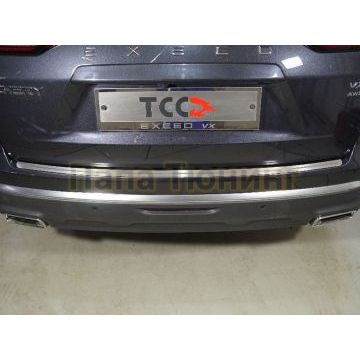 Накладка на задний бампер (лист шлифованный с полосой) ТСС для Exeed VX 2.0L 4WD 2021-2023/Exeed VX 2023-