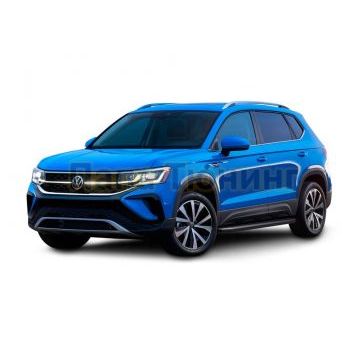 Пороги алюминиевые Rival Black-Premium для Skoda Karoq 2020-/Volkswagen Taos 2021-