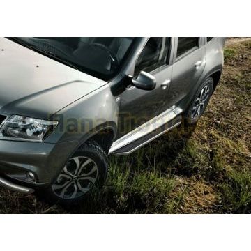 Пороги алюминиевые Rival Premium для Nissan Terrano 2014-/Renault Duster 2011-/Renault Kaptur 2020-/Renault Arkana 2019-