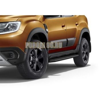 Пороги алюминиевые Rival Black-Premium для Nissan Terrano 2014-/Renault Duster 2011-/Renault Kaptur 2020-/Renault Arkana 2019-