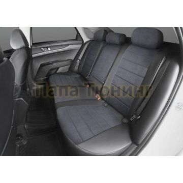 Чехлы Алькантара RIVAL задняя спинка 40/60, рисунок Строчка для Hyundai Solaris I Sd 2010-2016/Kia Rio III седан 2011-2017