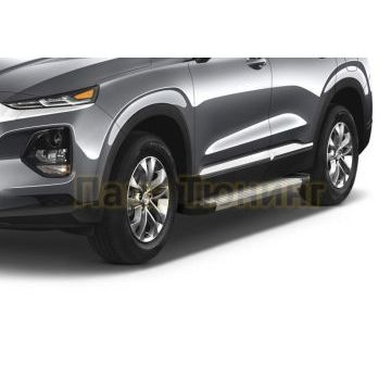 Порог-площадка Silver AutoMax для Hyundai SantaFe 2018-2020