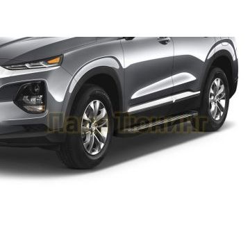 Порог-площадка Black AutoMax для Hyundai SantaFe 2018-2020