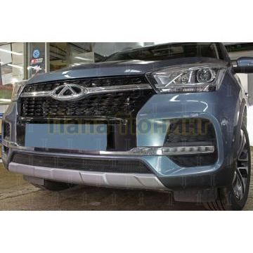 Защита радиатора Папа Тюнинг для Chery Tiggo 4 2018-2024 black низ