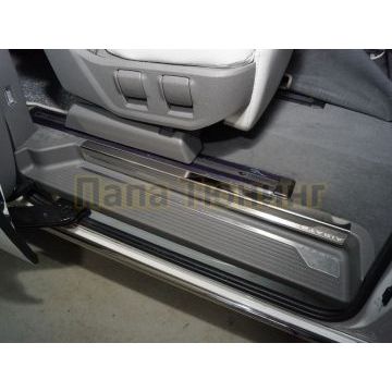 Накладки на пластиковые пороги задни (лист зеркальный) 2шт ТСС для Hyundai Staria 2021-