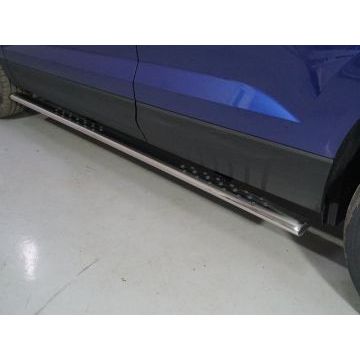 Пороги овальные с проступью 75х42 мм ТСС для Volkswagen Taos 2021- Пороги овальные с проступью 75х42 мм ТСС для Volkswagen Taos 2021-