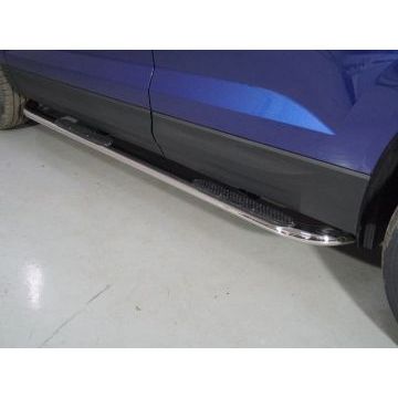 Пороги овальные гнутые с накладкой 75х42 мм ТСС для Volkswagen Taos 2021- Пороги овальные гнутые с накладкой 75х42 мм ТСС для Volkswagen Taos 2021-