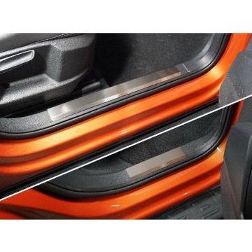 Накладки на пластиковые пороги (лист шлифованный) 4шт ТСС для Volkswagen Taos 2021- Накладки на пластиковые пороги (лист шлифованный) 4шт ТСС для Volkswagen Taos 2021-