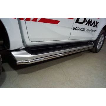 Защита порогов 42,4 мм ТСС для Isuzu D-MAX 3.0D 2019-