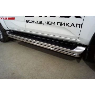 Защита порогов 42,4 мм ТСС для Isuzu D-MAX 3.0D 2019-