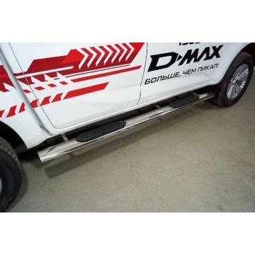 Пороги овальные с накладкой 120х60 мм ТСС для Isuzu D-MAX 3.0D 2019-