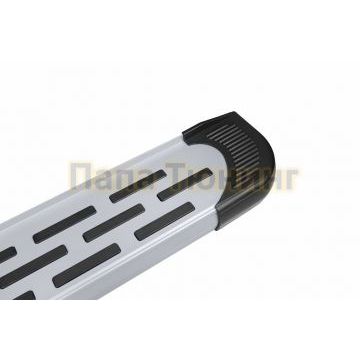 Пороги алюминиевые "Premium Silver" 1900 серебристые Slitkoff для Porsche Cayenne 2002-2007