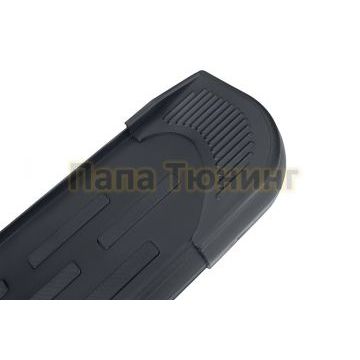 Пороги алюминиевые "Premium Black" 1900 черные Slitkoff для Porsche Cayenne 2002-2007