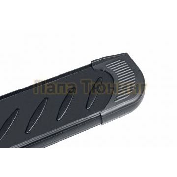 Пороги алюминиевые "Elite Black" 1900 черные Slitkoff для Porsche Cayenne 2002-2007