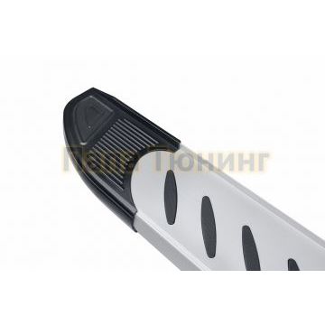 Пороги алюминиевые "Prestige Silver" 1900 серебристые Slitkoff для Porsche Cayenne 2002-2007