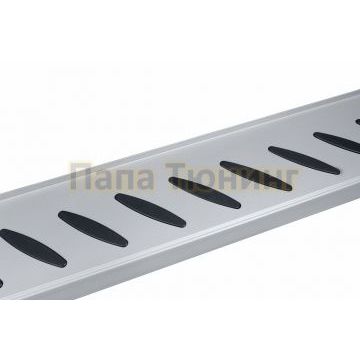 Пороги алюминиевые "Prestige Silver" 1900 серебристые Slitkoff для Porsche Cayenne 2002-2007