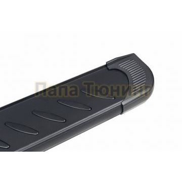 Пороги алюминиевые "Prestige Black" 1900 черные Slitkoff для Porsche Cayenne 2002-2007