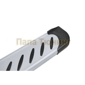 Пороги алюминиевые "Elite Silver" 1900 серебристые Slitkoff для Porsche Cayenne 2002-2007