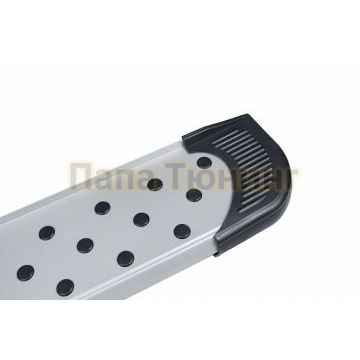 Пороги алюминиевые "Standart Silver" 1900 серебристые Slitkoff для Porsche Cayenne 2002-2007