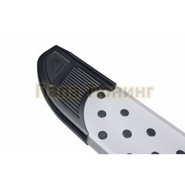 Пороги алюминиевые "Standart Silver" 1900 серебристые Slitkoff для Porsche Cayenne 2002-2007