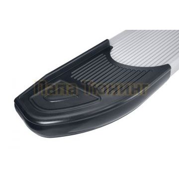 Пороги алюминиевые "Optima Silver" 1900 серебристые Slitkoff для Porsche Cayenne 2002-2007