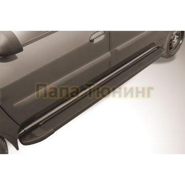 Пороги алюминиевые "Optima Black" 2100 черные Slitkoff для Lada LARGUS 2012-