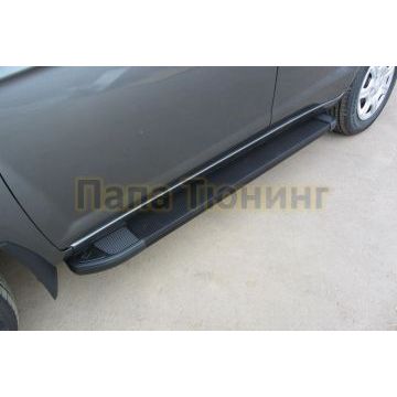 Пороги алюминиевые "Optima Black" 1600 черные Slitkoff для Lifan X60 2011-2016