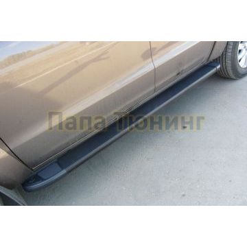 Пороги алюминиевые "Optima Black" 2000 черные Slitkoff для Volkswagen AMAROK 2010-2015 Пороги алюминиевые "Optima Black" 2000 черные Slitkoff для Volkswagen AMAROK 2010-2015