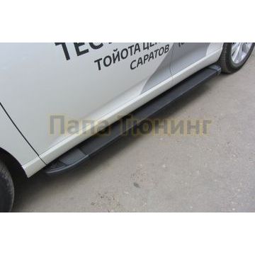 Пороги алюминиевые "Optima Black" 1800 черные Slitkoff для Toyota VENZA 2012-2017