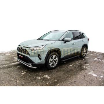 Пороги алюминиевые "Optima Black" 1700 черные Slitkoff для Toyota RAV-4 2019-