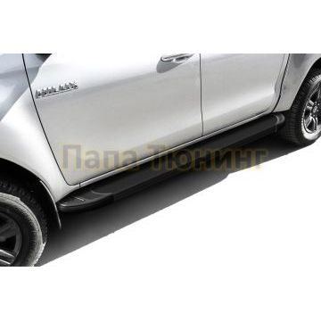 Пороги алюминиевые "Optima Black" 2000 черные Slitkoff для Toyota HILUX 2020- Пороги алюминиевые "Optima Black" 2000 черные Slitkoff для Toyota HILUX 2020-