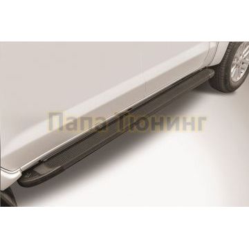 Пороги алюминиевые "Optima Black" 2000 черные Slitkoff для Toyota HILUX 2015-2020 Пороги алюминиевые "Optima Black" 2000 черные Slitkoff для Toyota HILUX 2015-2020