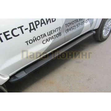 Пороги алюминиевые "Optima Black" 2000 черные Slitkoff для Toyota HILUX 2011-2015 Пороги алюминиевые "Optima Black" 2000 черные Slitkoff для Toyota HILUX 2011-2015