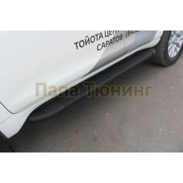 Пороги алюминиевые "Optima Black" 1600 черные Slitkoff для Toyota LC PRADO J150 2014-2017 Пороги алюминиевые "Optima Black" 1600 черные Slitkoff для Toyota LC PRADO J150 2014-2017