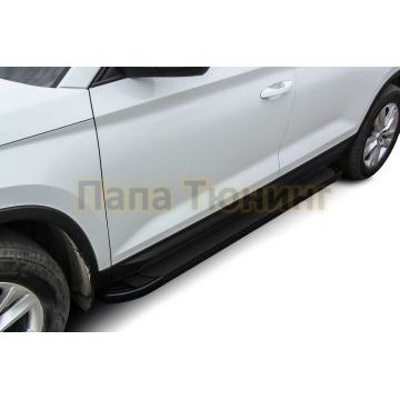 Пороги алюминиевые "Optima Black" 1800 черные Slitkoff для Skoda KODIAQ 2017- Пороги алюминиевые "Optima Black" 1800 черные Slitkoff для Skoda KODIAQ 2017-