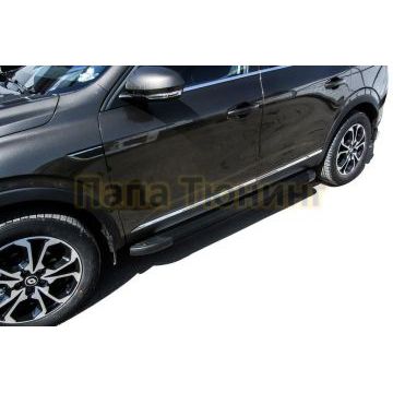 Пороги алюминиевые "Optima Black" 1700 черные Slitkoff для Renault ARKANA 2019- Пороги алюминиевые "Optima Black" 1700 черные Slitkoff для Renault ARKANA 2019-