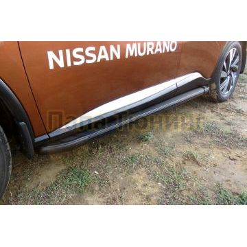 Пороги алюминиевые "Optima Black" 1800 черные Slitkoff для Nissan MURANO 2016- Пороги алюминиевые "Optima Black" 1800 черные Slitkoff для Nissan MURANO 2016-