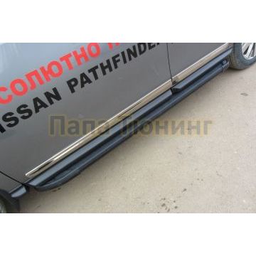 Пороги алюминиевые "Optima Black" 1800 черные Slitkoff для Nissan PATHFINDER 2014- Пороги алюминиевые "Optima Black" 1800 черные Slitkoff для Nissan PATHFINDER 2014-