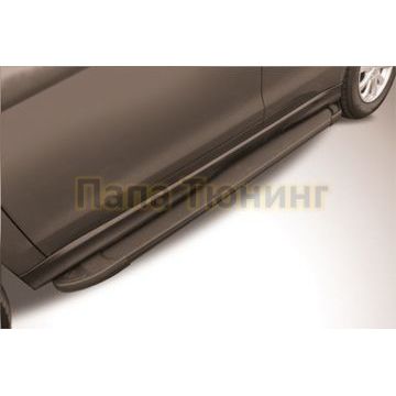 Пороги алюминиевые "Optima Black"  1700 черные Slitkoff для Mitsubishi ASX 2014-