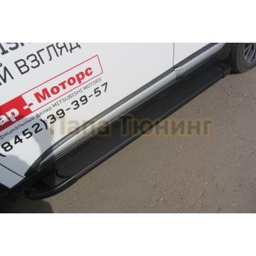 Пороги алюминиевые "Optima Black" 1700 черные Slitkoff для Mitsubishi OUTLANDER 2015-2018 Пороги алюминиевые "Optima Black" 1700 черные Slitkoff для Mitsubishi OUTLANDER 2015-2018