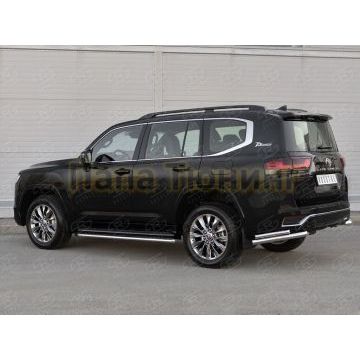 Защита заднего бампера уголки d57 секции-d42 секции РусСталь для Toyota Land Cruiser 300 70TH ANNIVERSARY 2021-