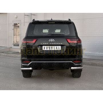Защита заднего бампера уголки d57 секции РусСталь для Toyota Land Cruiser 300 70TH ANNIVERSARY 2021-